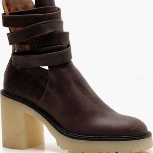 Free People Jesse Platform Cut Out Booties Size 38(8) & 39(9) Brown NWOB
